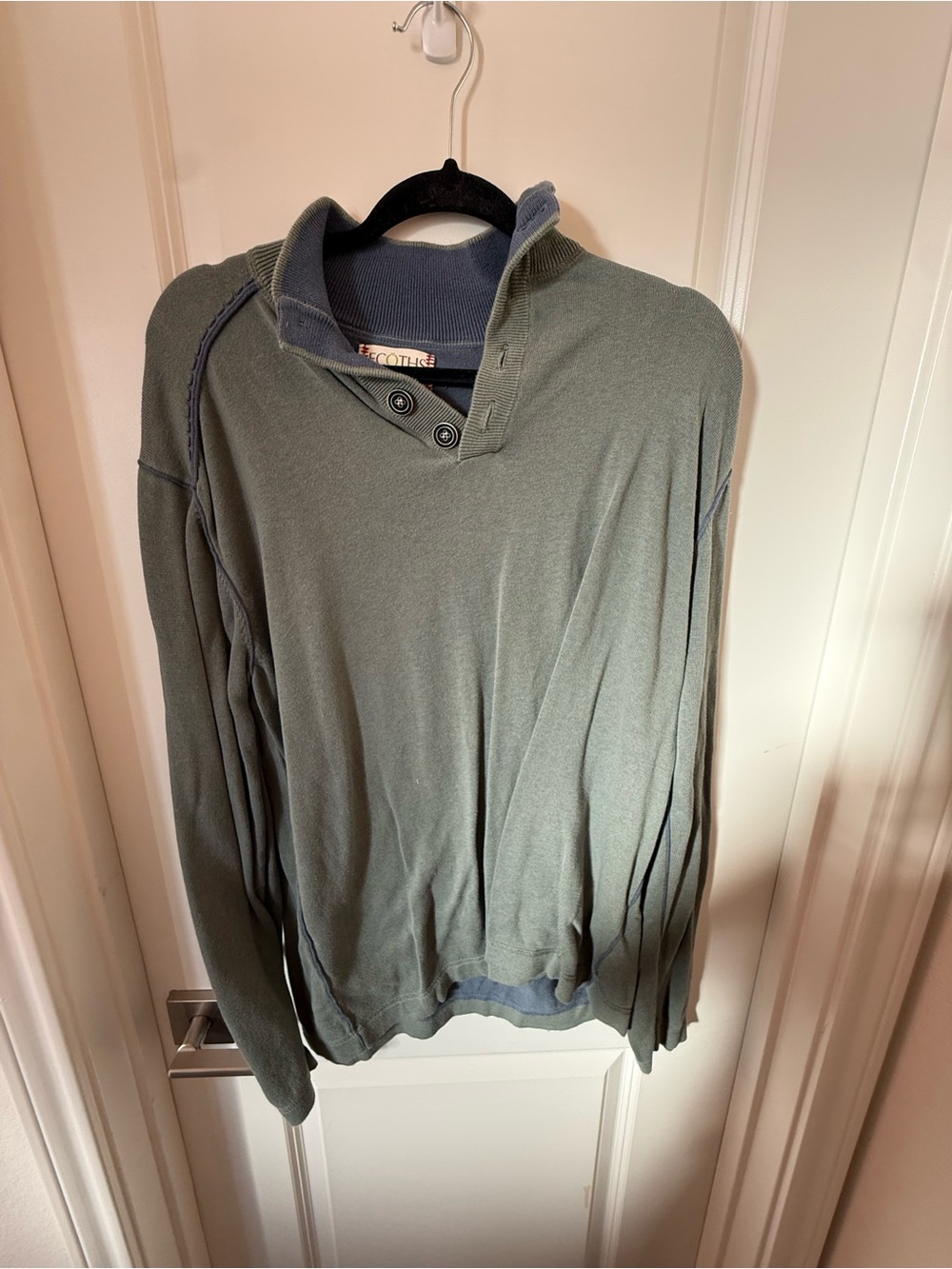Light Olive Green Men’s Button-Neck Sweater